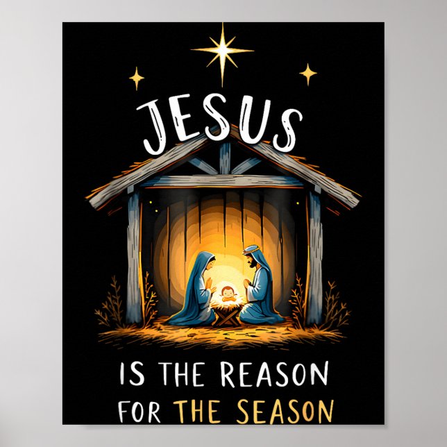 Póster Jesus Is The Reason For The Season Christian Faith (Frente)