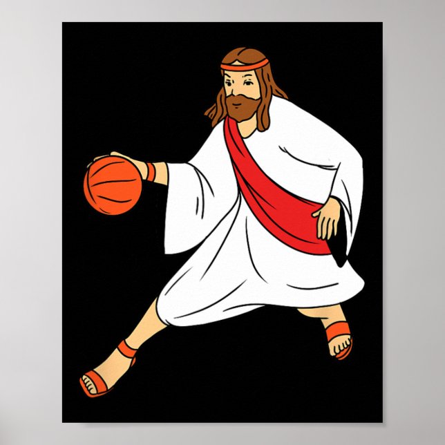 Póster Jesús jugando básquetbol 1 (Frente)