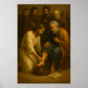 Póster Jesús lavando los pies de los discípulos™ Poster d