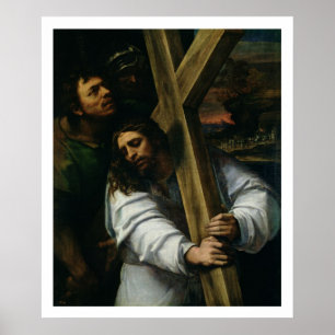 Póster Jesús llevando la cruz, c.1535 (aceite en el panel