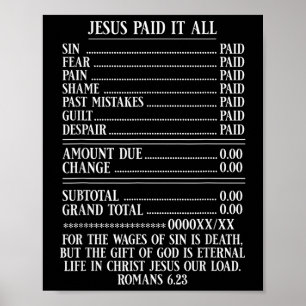 Póster Jesús Lo Pagó Todo Recibió Biblia Cristiana Romano