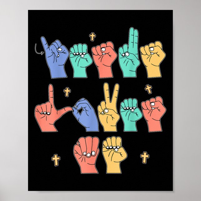 Póster Jesus Loves Me Asl Christian Jesus Toddler You Sig (Frente)