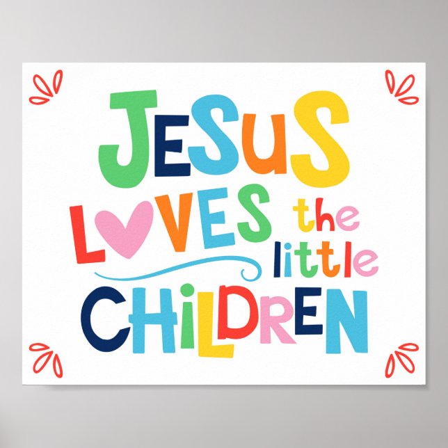 Póster Jesus Loves The Little Children Kids Christian Pos (Frente)