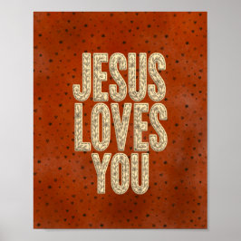 Póster Jesus Loves You Rustic Christian Encouragement