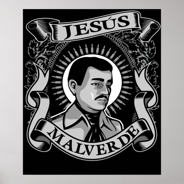 Póster Jesus Malverde Gift Hero Mexicano Jesus Malverde (Frente)