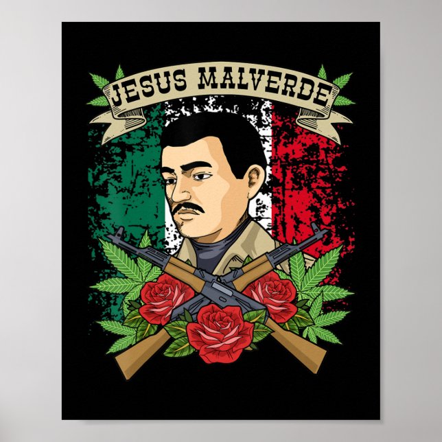 Póster Jesus Malverde Shirt Para Mujeres Y Hombres Regalo (Frente)