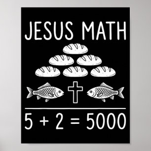 Póster Jesús matemáticas 2 peces 5 panes alimenta a los 5