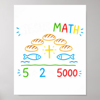 Póster Jesús Matemáticas 2 Pescados 5 Panes Alimenta A Lo