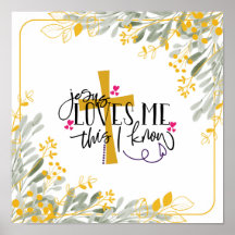 Jesús me ama esto que sé, cruz y flores