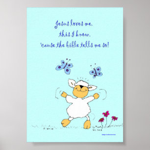 Póster Jesús me ama, oveja, poster