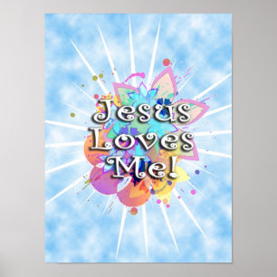 Póster Jesús Me Ama, Pastel Acuarela