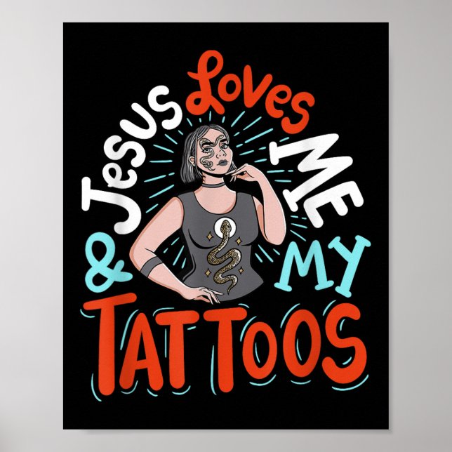 Póster Jesús Me Ama Y A Mis Tatuajes (Frente)