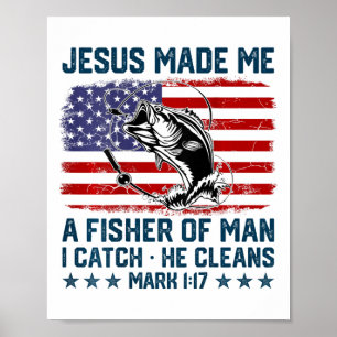 Póster Jesús Me Hizo Un Pescador De Hombres Bandera Ameri