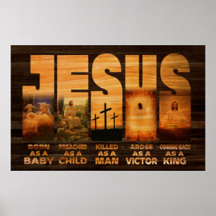 Póster Jesús Nació Como Un Bebé Predicado Como Un Niño-Re