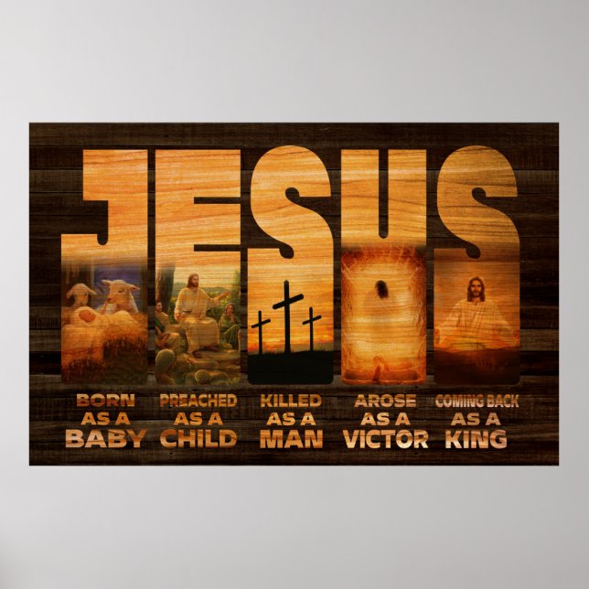 Póster Jesús Nació Como Un Bebé Predicado Como Un Niño-Re (Frente)