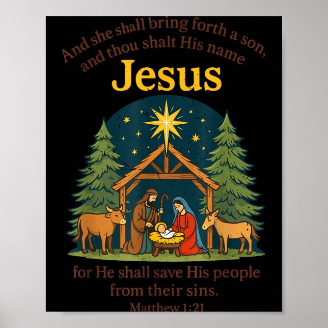 Póster Jesus Nativity Christian Christmas Bible Pjs Toddl (Frente)