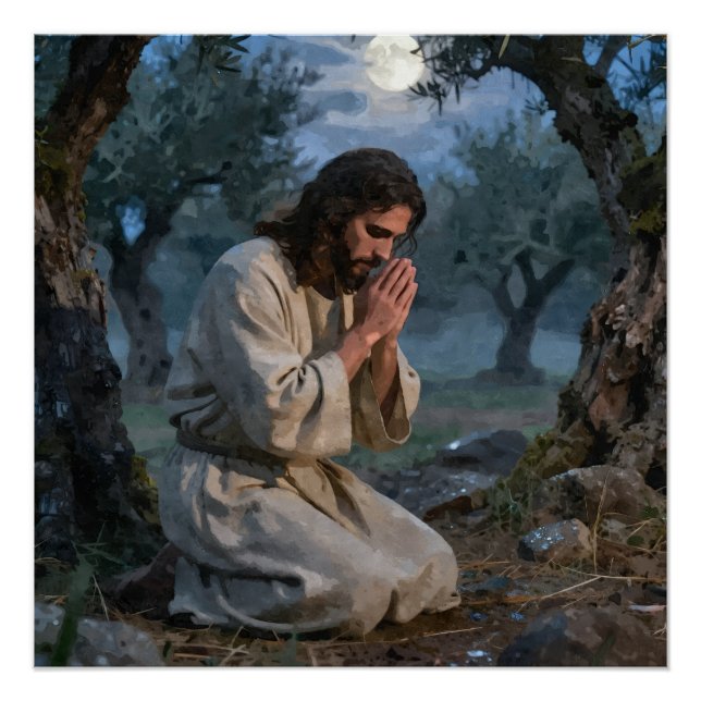 Póster Jesús orando (Anverso)