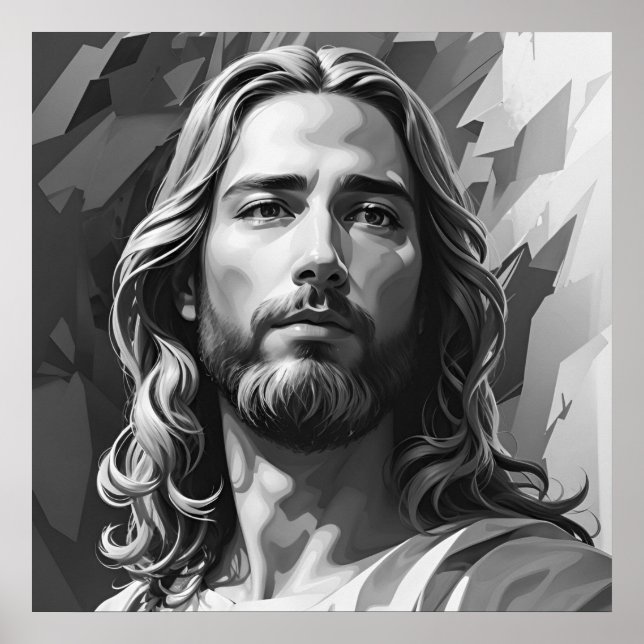 Póster Jesús Poster blanco y negro (Frente)