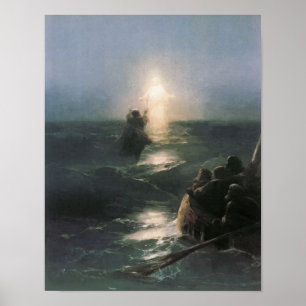 Póster Jesús que camina en el agua, pintura de Ivan