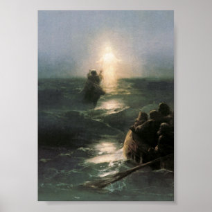 Póster Jesús que camina en los mares tempestuosos