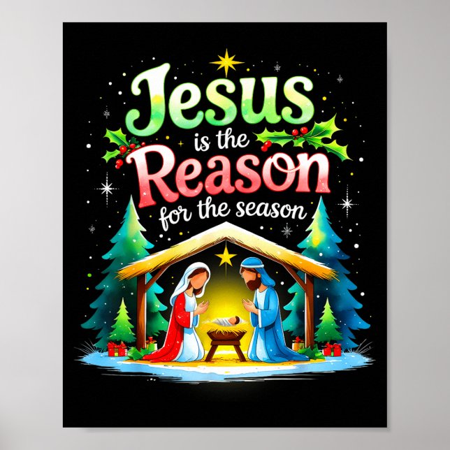 Póster Jesus Reason For The Season Nativity Christmas Des (Frente)