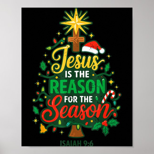 Póster Jesus Reason Season Christian Christmas Family Pjs (Frente)