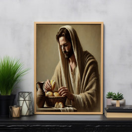 Póster Jesús rota pan en paz divina