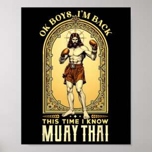 Póster Jesús sabe Muay Thai Boxeo Kickboxing Mma