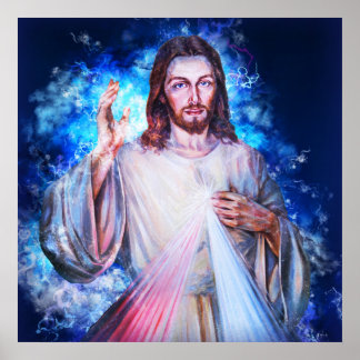 Póster Jesús saludando desde el cielo Mateo 4:17 Cristian