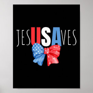 Póster Jesús salva a Jesusaves Bandera Estadounidense Pat