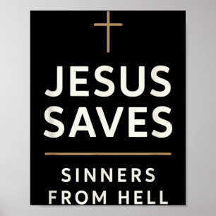 Póster Jesús salva a los pecadores del infierno Evangelís