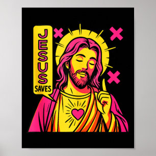 Póster Jesús salva anime cristiano manga corazón sagrado