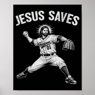 Póster Jesús salva béisbol para hombres mujeres niños cri