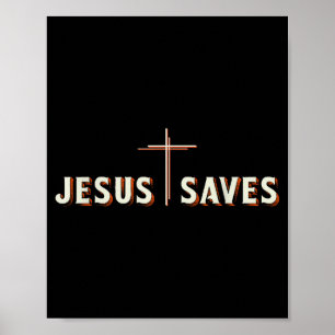 Póster Jesús salva cruz Dios gráfico cristiano 
