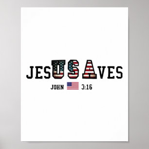 Póster Jesús salva Jesús salva bandera de EE. UU. Patriót