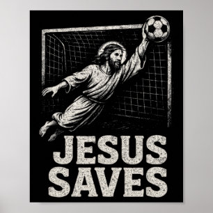 Póster Jesús salva - Portero de fútbol inspiración cristi