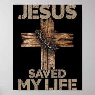 Póster Jesús Salvó Mi Vida Cruz Cristiana Dios Fe Biblia