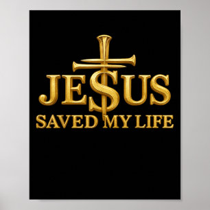 Póster Jesús Salvó Mi Vida Cruz Cristiana Fe Regalo Hombr
