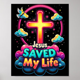 Póster Jesús Salvó Mi Vida Cruz Cristianos Biblia Religió