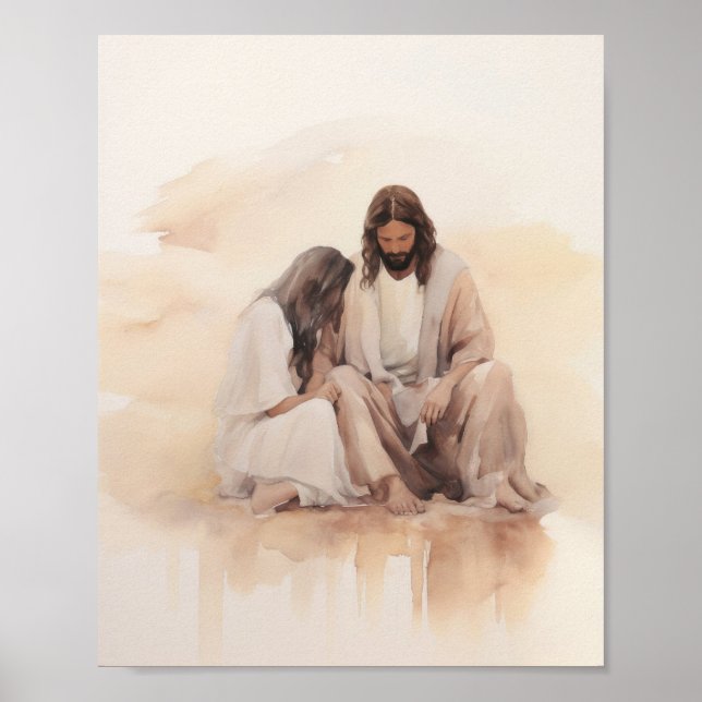 Póster Jesús sanando a la mujer sangrante - Agua Minimali (Frente)