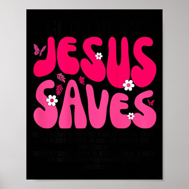 Póster Jesus Saves Bible Verse Christian Faith Religious  (Frente)
