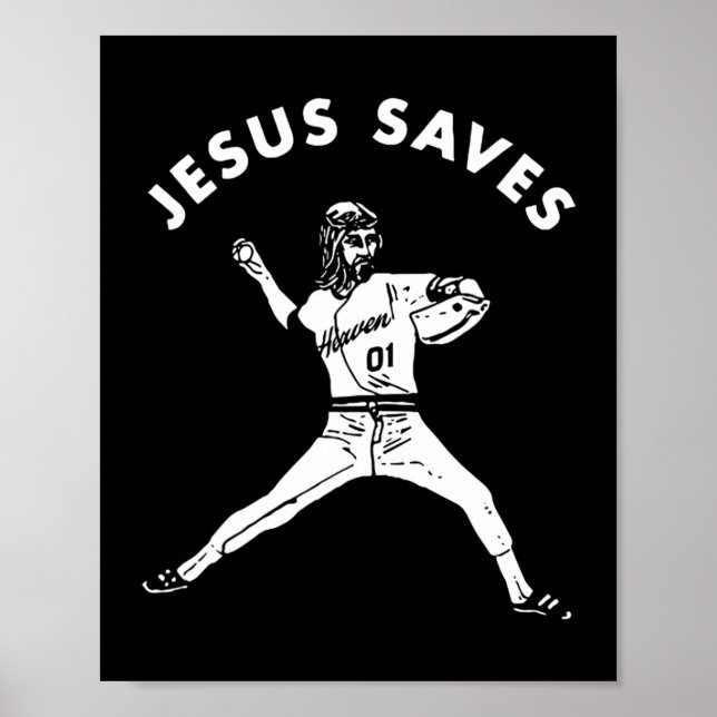 Póster Jesus Saves Shirt Religious Christian Faith Baseba (Frente)