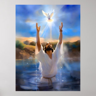 Póster Jesús Siendo Bautizado En El Río Jordán