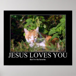 Póster Jesús te ama a ti gato