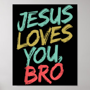Póster Jesús Te Ama Bro Gracioso Niño Joven Cristiano