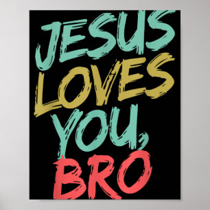 Póster Jesús Te Ama Bro Gracioso Niño Joven Cristiano