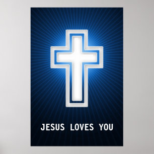 Póster Jesús te ama Cruz religiosa