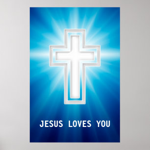 Póster Jesús te ama   Cruz religiosa