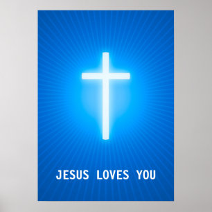 Póster Jesús te ama   Cruz religiosa