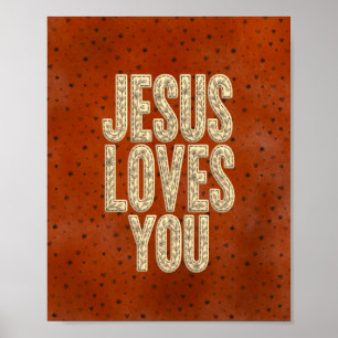 Póster Jesús Te Ama Estimulo Cristiano Rústico